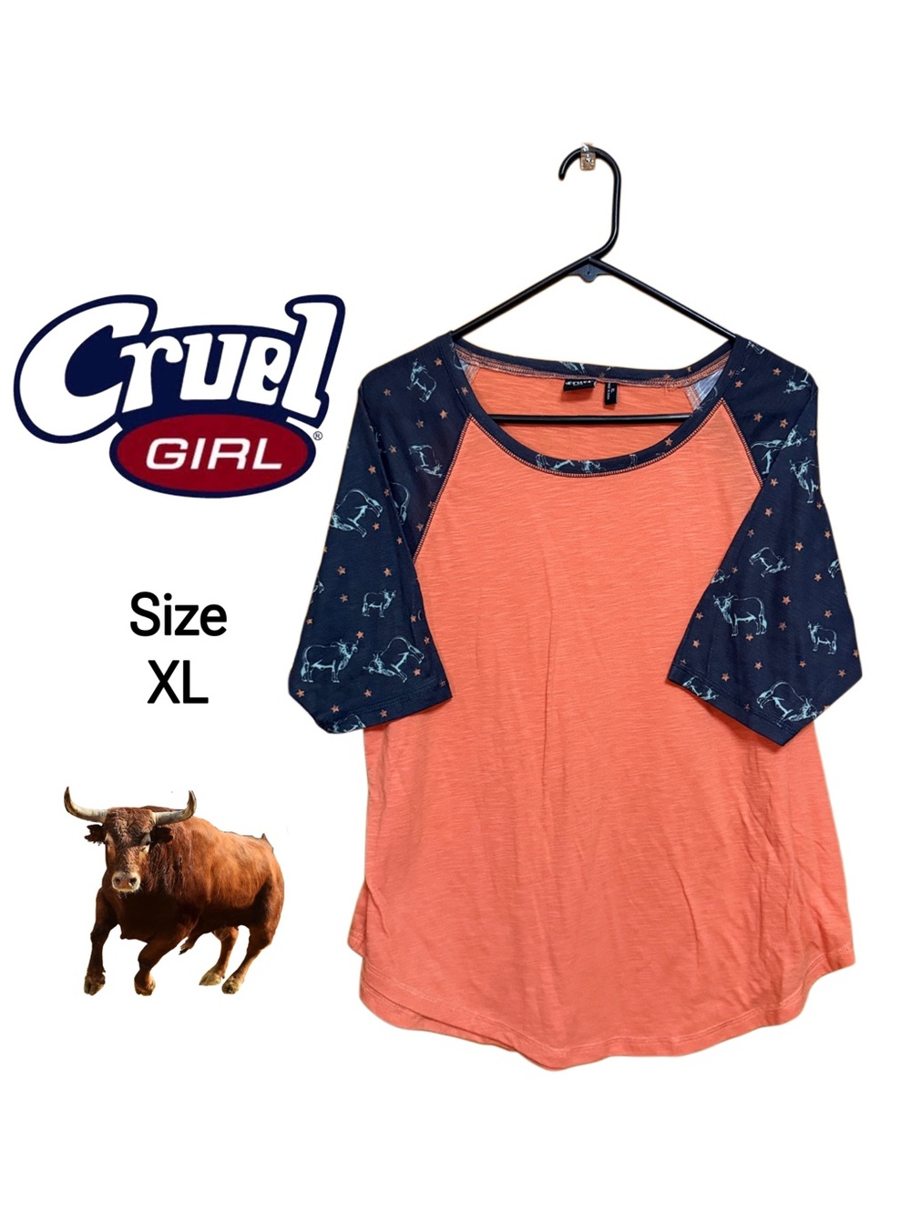 ⭐️ 🐎 Cruel Girl Rodeo Tee XL Western Graphic Ranchwear Barrel Racing Cowgirl Top